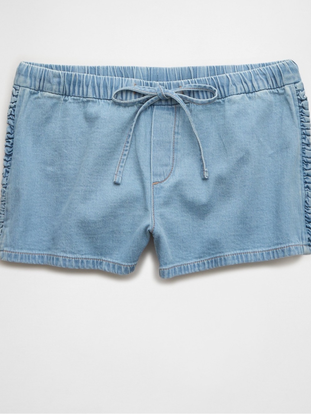 AE Stretch Low-Rise Ruffle Trim Chambray Short